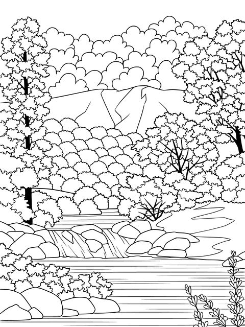 Beautiful Natural Landscape Coloring Page