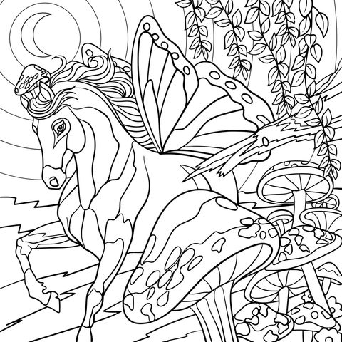 Fantasy Unicorn Coloring Page