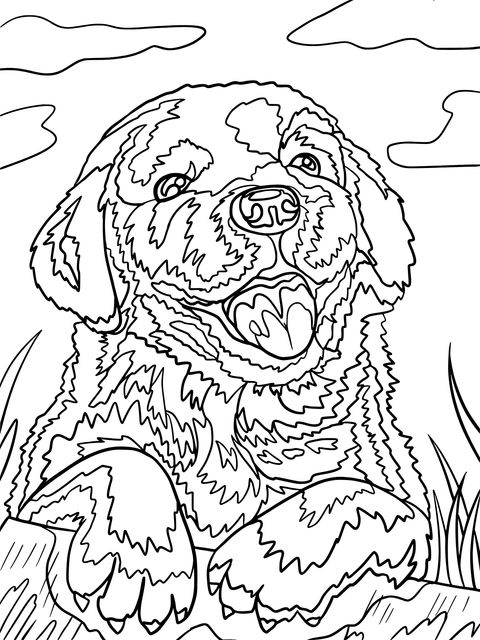 Cute Golden Retriever Coloring Page