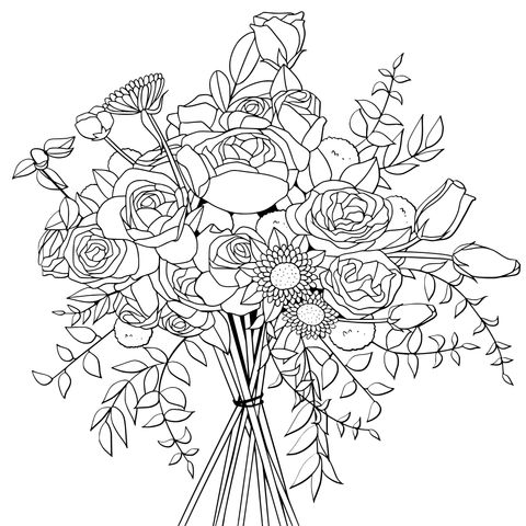 Colorful Bouquet Coloring Page