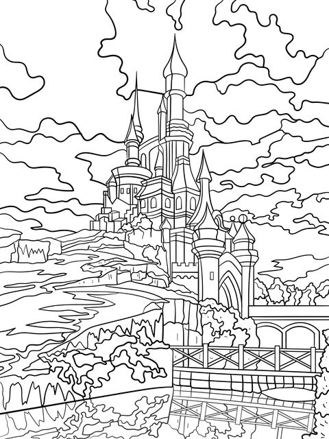 Fantasy Castle Coloring Page