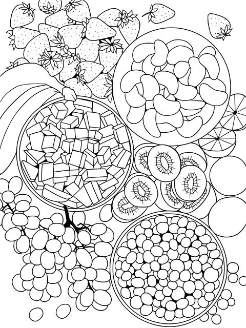 カラフルな果物の塗り絵