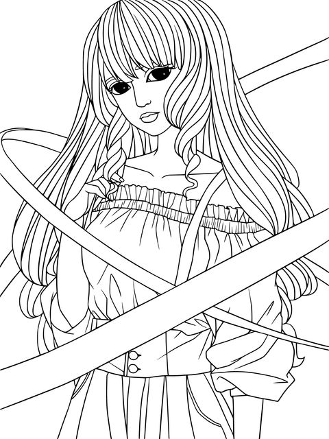 Dreamy Star - filled Girl Coloring Page