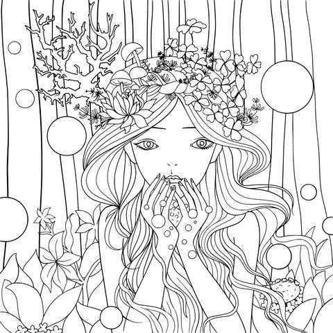 Fairy in the Enchanted Forest Coloring Page