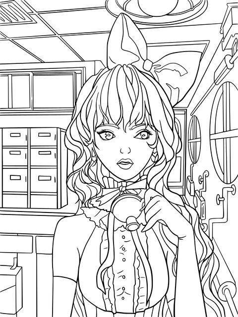 Anime Coloring Page of a Blonde Beauty