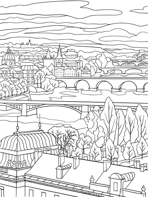 Autumn Cityscape Coloring Page