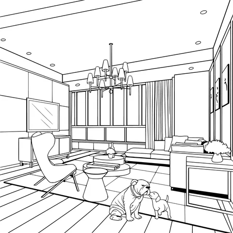Pet Interaction in a Cozy Living Room