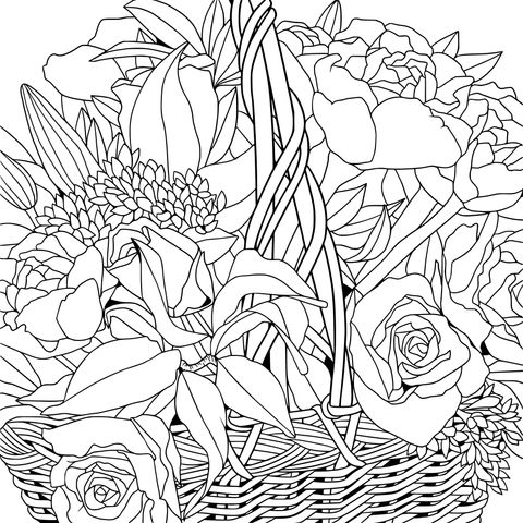 Flower Basket Coloring Page