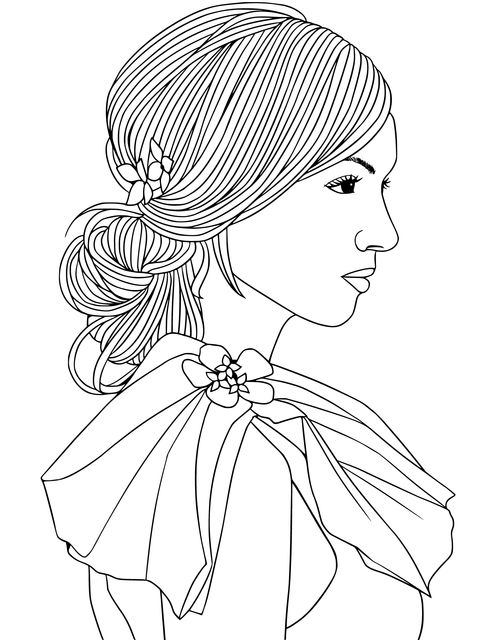 Stylish Lady Profile Coloring Page