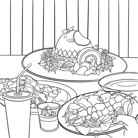 Delicious Meal Illustration Coloring Page