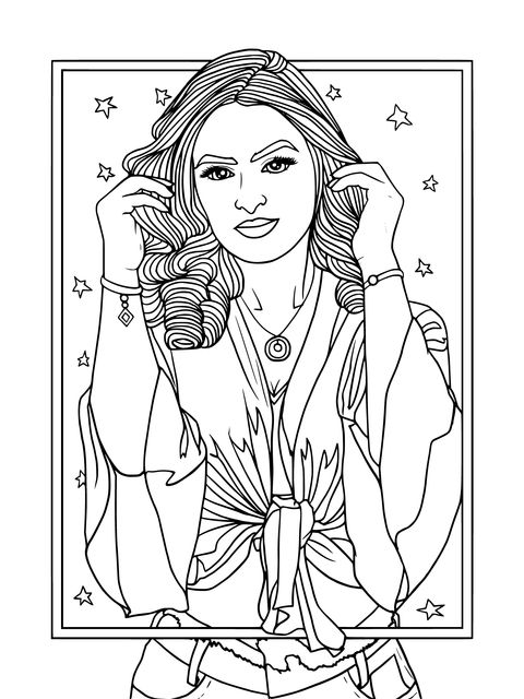 Fashionable Woman Illustration Coloring Page