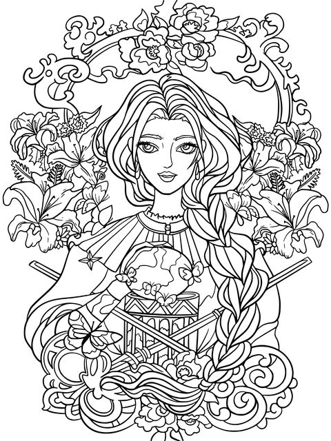 Dreamy Girl - themed Coloring Page