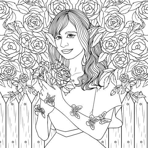 Flower - holding Fairy Coloring Page