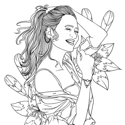 Fashionable Woman Illustration Coloring Page