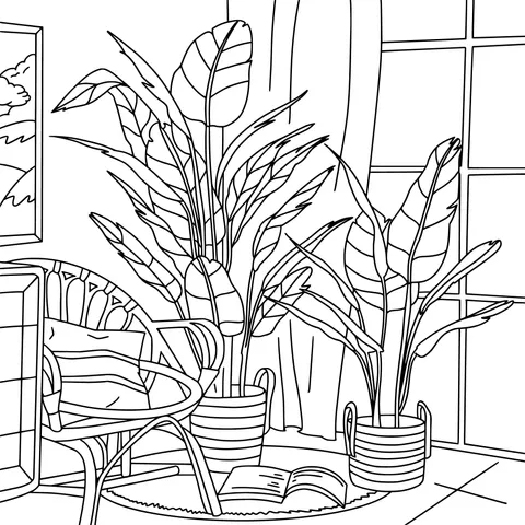 Indoor Green Plants and a Cozy Corner