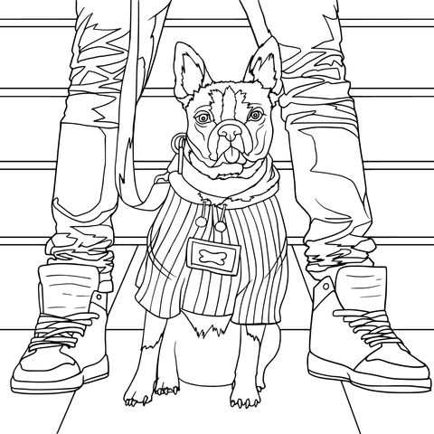 Cute Illustration Coloring Page of a Person and a Pet Dog