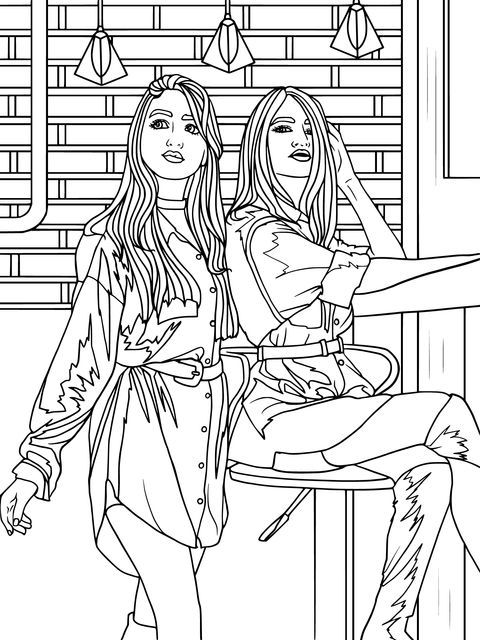 Fashionable Best - Friends Coloring Page