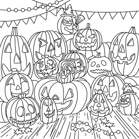 Halloween Pumpkin - themed Coloring Page