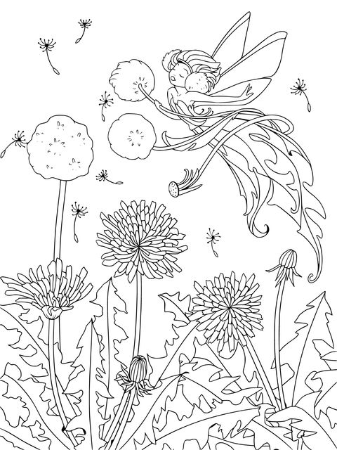 Dandelion Fairy Coloring Page