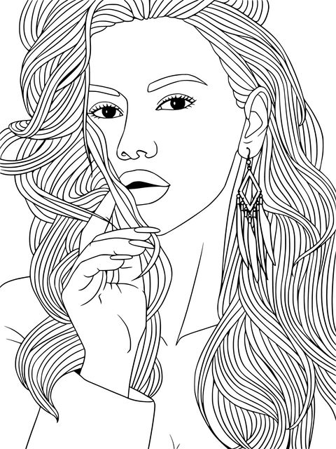 Fashionable Woman Illustration Coloring Page