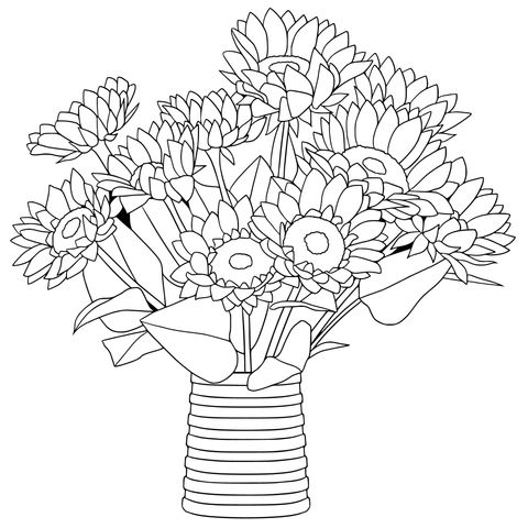 Sunflower Vase Coloring Page