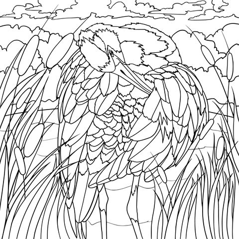 Beautiful Purple Waterbird Coloring Page