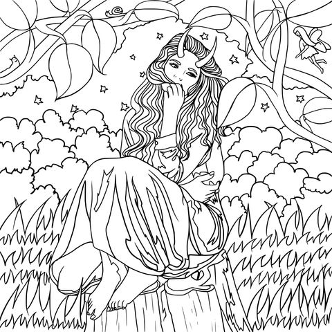 Fairy in the Magical Forest Coloring Page