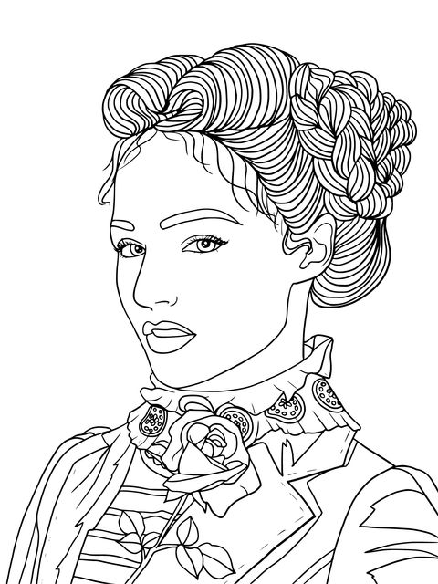 Vintage - dressed Lady Coloring Page