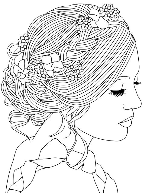 Beautiful Braided - Haired Girl Coloring Page