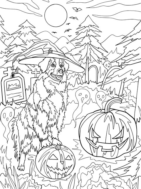 Halloween - themed Dog Coloring Page