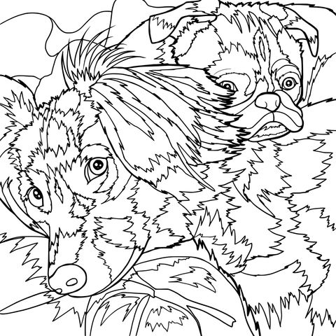 Cute Dogs Coloring Page