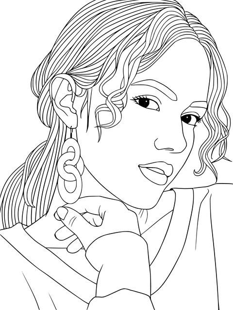 Fashionable Woman Illustration Coloring Page