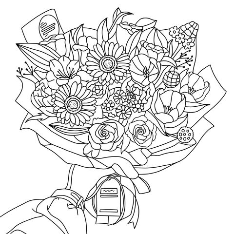 Colorful Bouquet Coloring Page