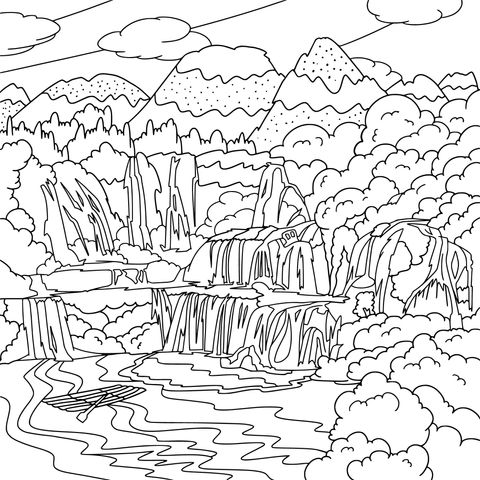 Beautiful Landscape Scenery Coloring Page