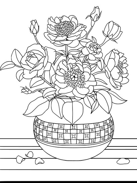 Ilustração floral em um vaso