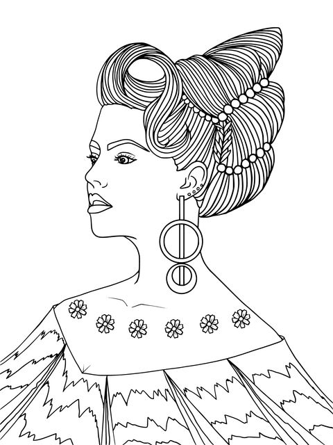 Fashionable Female Look Coloring Page