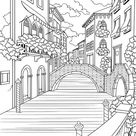 Venice Canal - themed Coloring Page