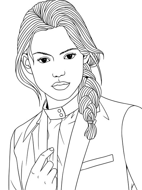 Fashionable Girl Illustration Coloring Page