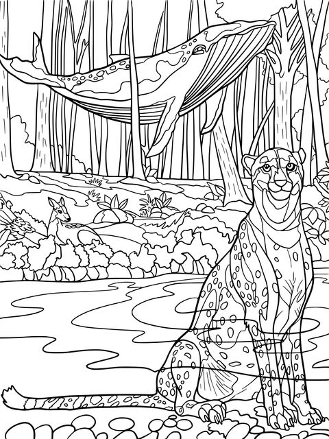 Fantasy Forest and Animal Coloring Page