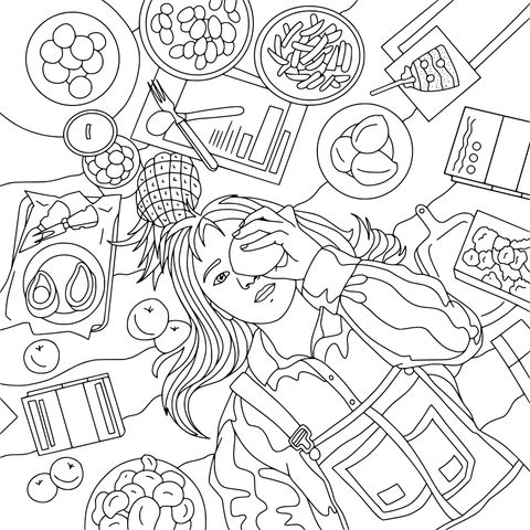 Colorful Food Coloring Page: Enjoy Creative Painting Fun