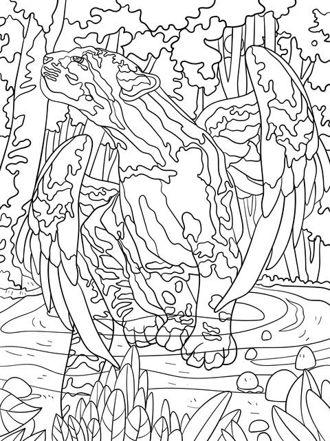 Fantasy Flying Leopard in the Forest Coloring Page