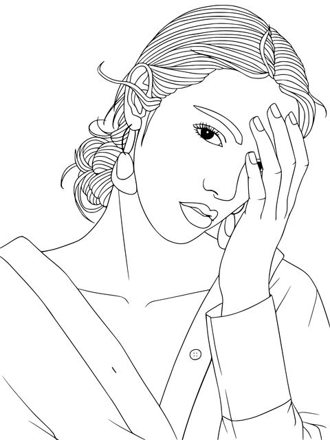 Elegant Lady Illustration Coloring Page