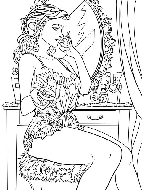 Fashionable Woman Makeup - themed Coloring Page