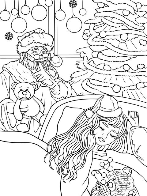 Santa Claus y la niña dormida