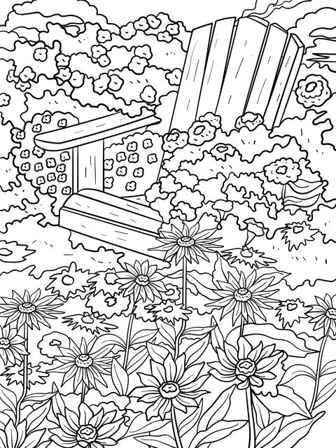 Blue Lounge Chair in the Garden Coloring Page