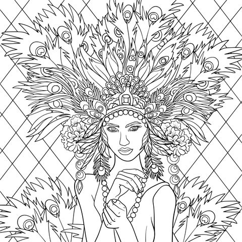 Colorful Carnival - themed Coloring Page of a Character