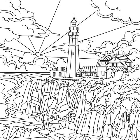 Lighthouse and Houses on the Cliff