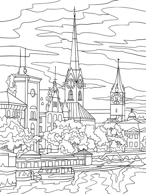 Cityscape Coloring Page