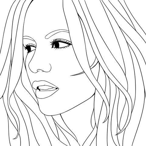 Coloring Page of a Woman with Pink Long Hair