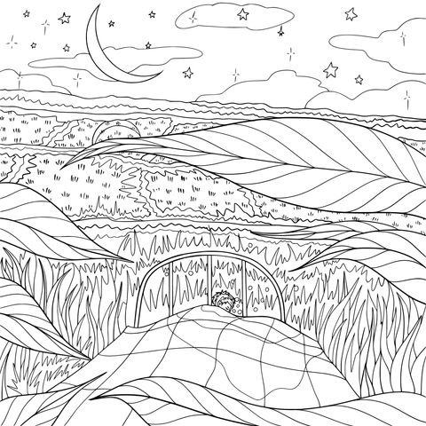 Night - time Field Dream Coloring Page